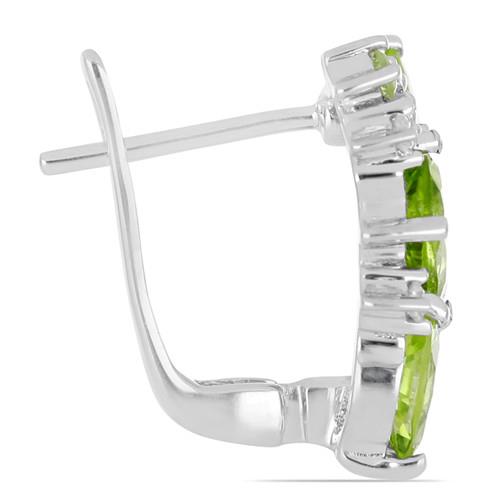 BUY NATURAL PERIDOT GEMSTONE CLASSIC EARRINGS IN STERLING SILVER